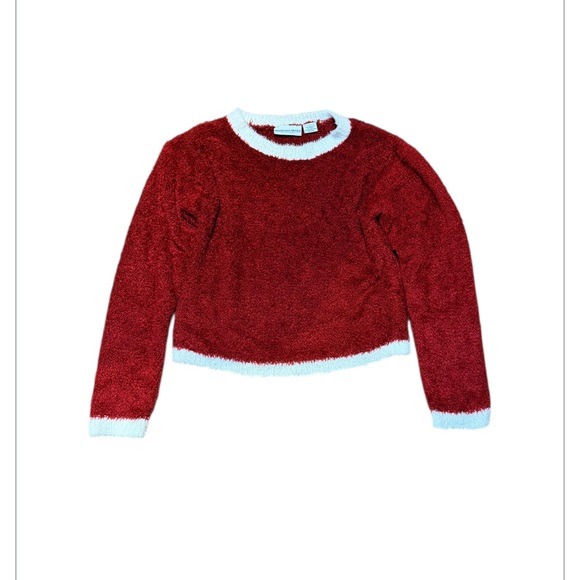 Montana Blues Other - Montana Blues vintage Girls Fuzzy Sweater Red & Blue Trim Size Large